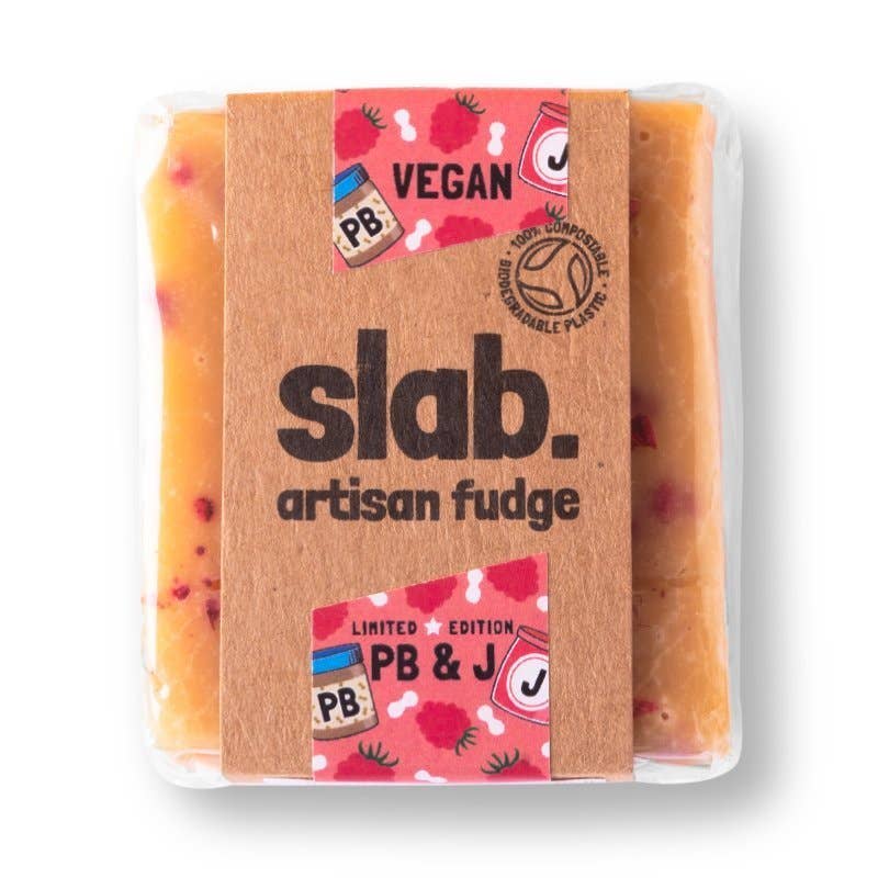 Slab Artisan Fudge - PB + J Fudge Slab - Vegan (Ltd Edition) – Feasty Vegan