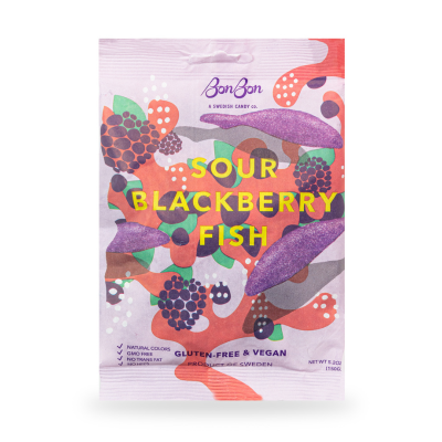 BonBon NYC - Sour Blackberry Fish - Swedish Candy – Feasty Vegan