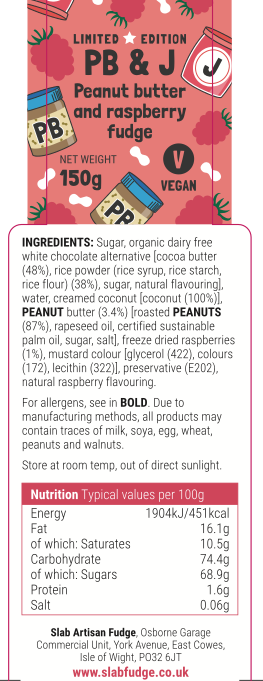 Slab Artisan Fudge - PB + J Fudge Slab - Vegan (Ltd Edition) – Feasty Vegan